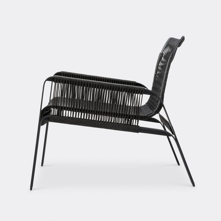 Caracal Lounge Chair, Raven Cord, Raven Metal