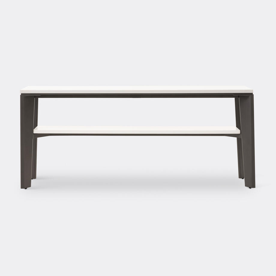 Keel Console, Pure White Stone Top, Basalt Frame