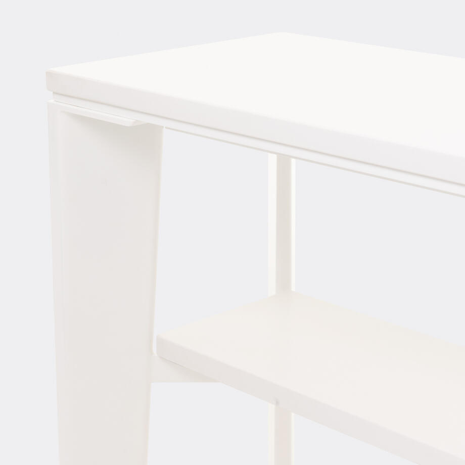 Keel Console, Pure White Stone Top, Pearl Frame