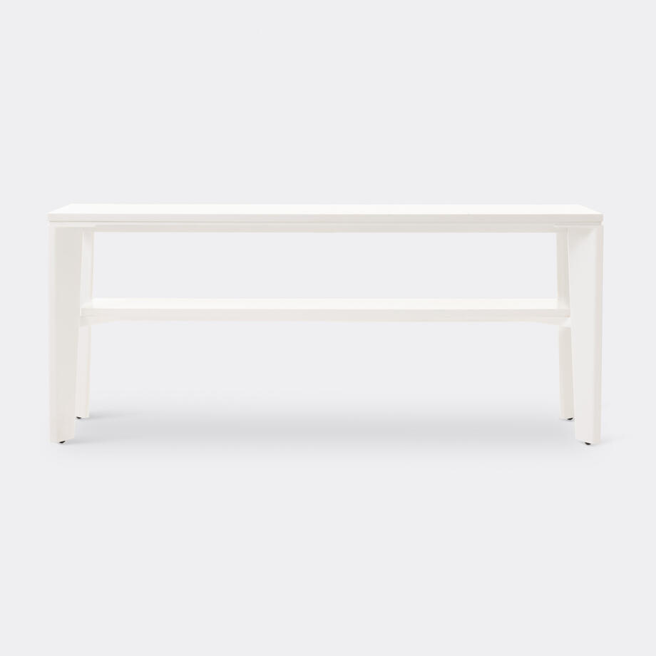 Keel Console, Pure White Stone Top, Pearl Frame