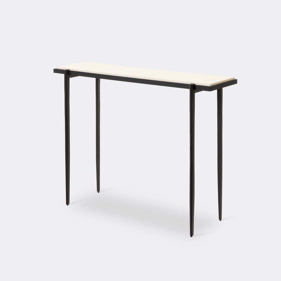 Lark Console, Hand Forged Iron Base, Parchment Top