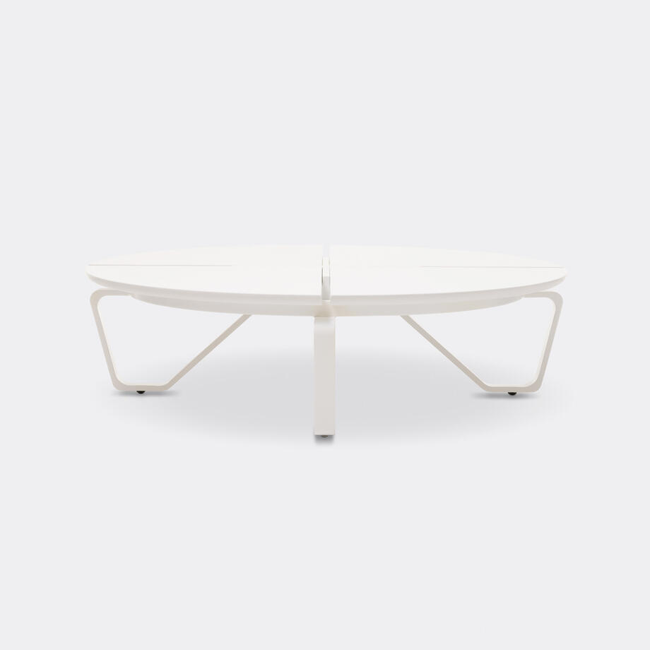 Meduse Rectangular Cocktail Table, Pure White Stone Top, Pearl Frame