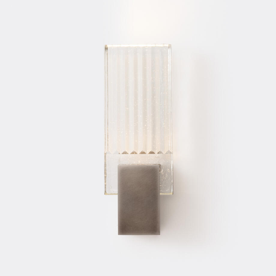 PLeated Glass Sconce, Lightly Aged Nickel