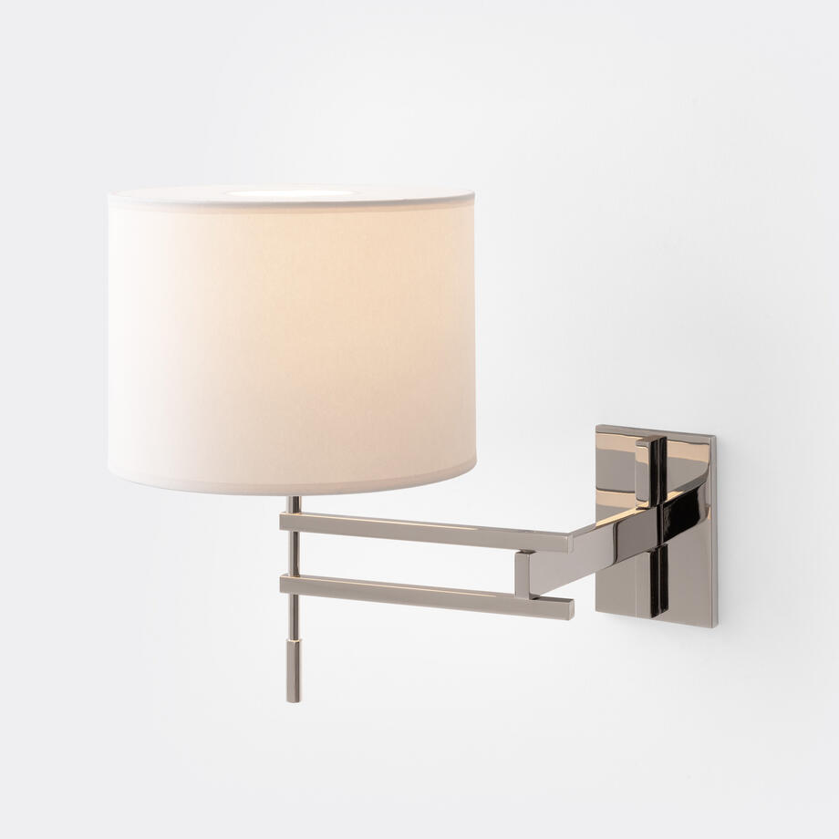Signature Swing Arm Sconce, Polished Nickel, Aquarelle Diffuser Shade