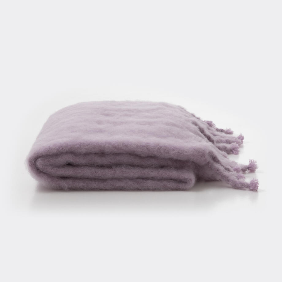 Mohair Throw with Tassels, Orchid