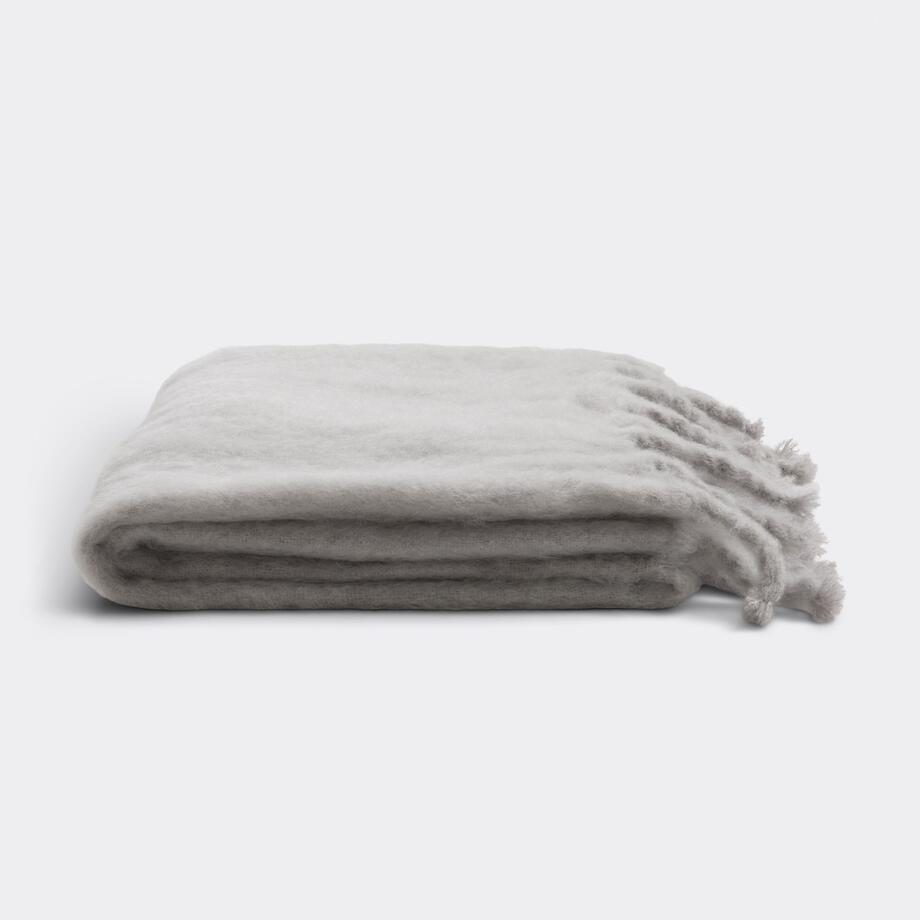 Mohair Throw With Tassels, Chinchilla