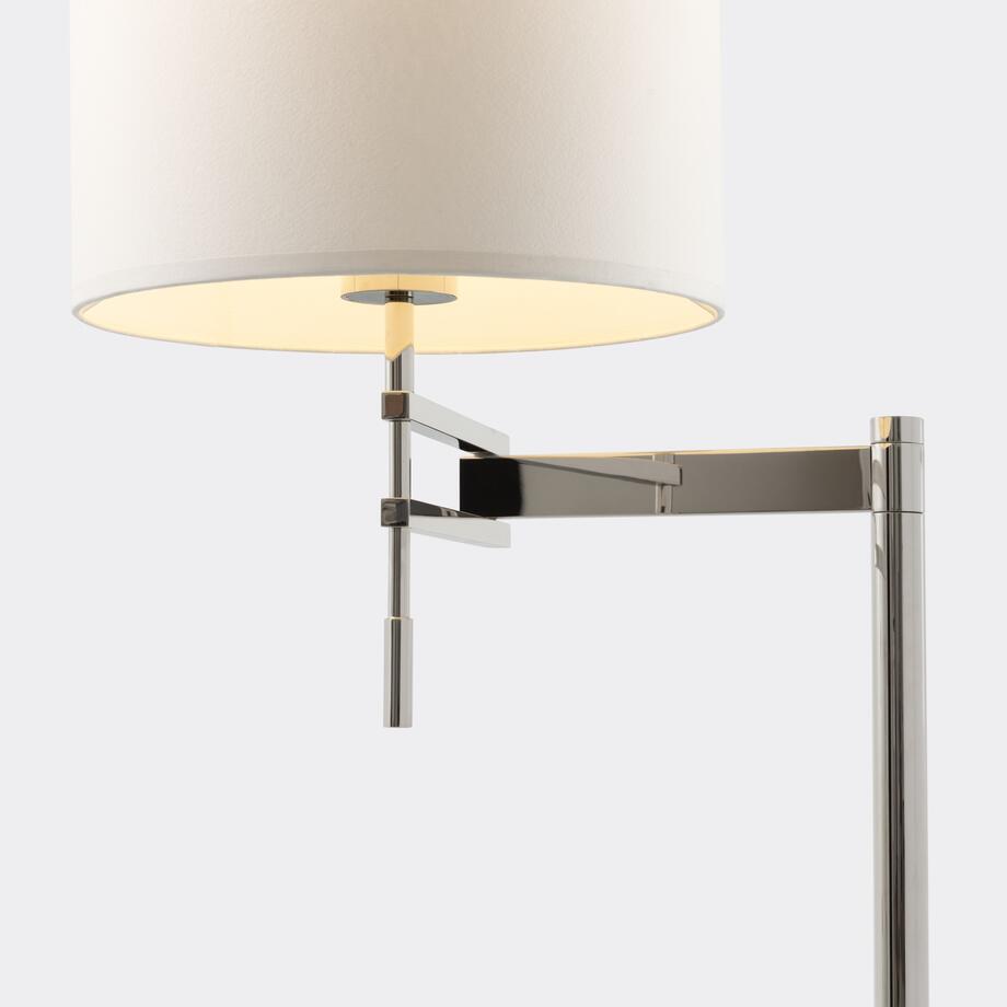 Signature Swing Arm Floor Lamp, Polished Nickel, Aquarelle Shade