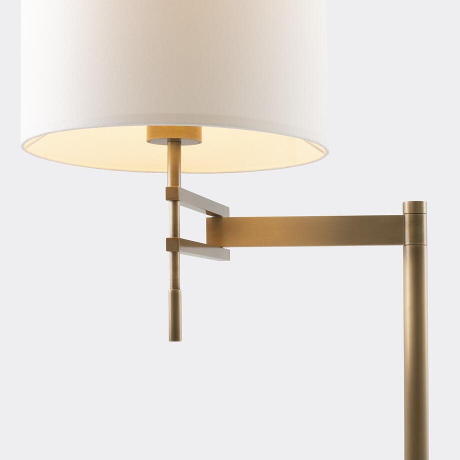 Signature Swing Arm Floor Lamp, Light Bronze, Aquarelle Shade with Diffuser