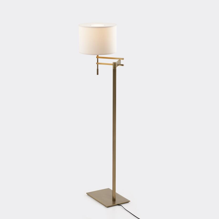 Signature Swing Arm Floor Lamp, Light Bronze, Aquarelle Shade with Diffuser