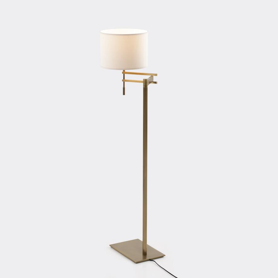Signature Swing Arm Floor Lamp, Light Bronze, Aquarelle Shade