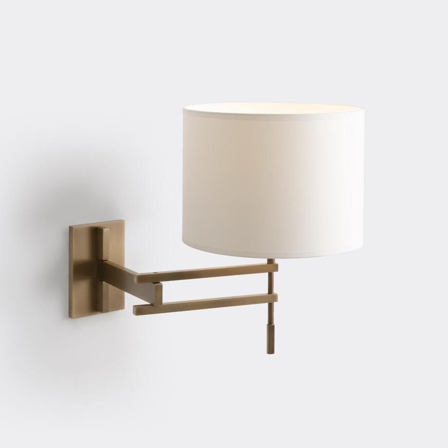 Signature Swing Arm Sconce, Light Bronze with Aquarelle Shade