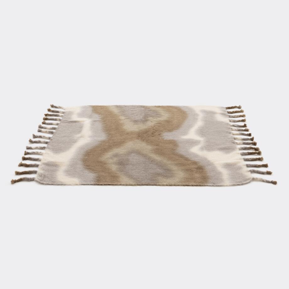 Mohair and Wool Throw, Multi Colored Abstract, Brown Grey