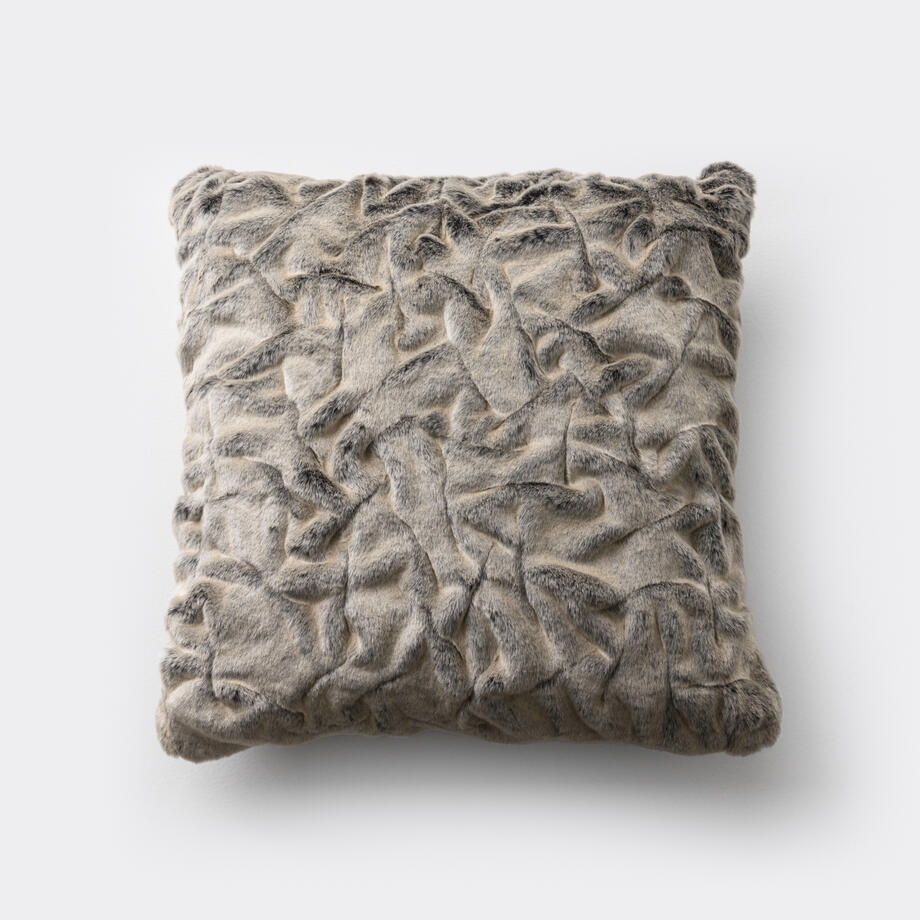 Faux Pleated Pillow, 22x22, Grey Indigo Fox