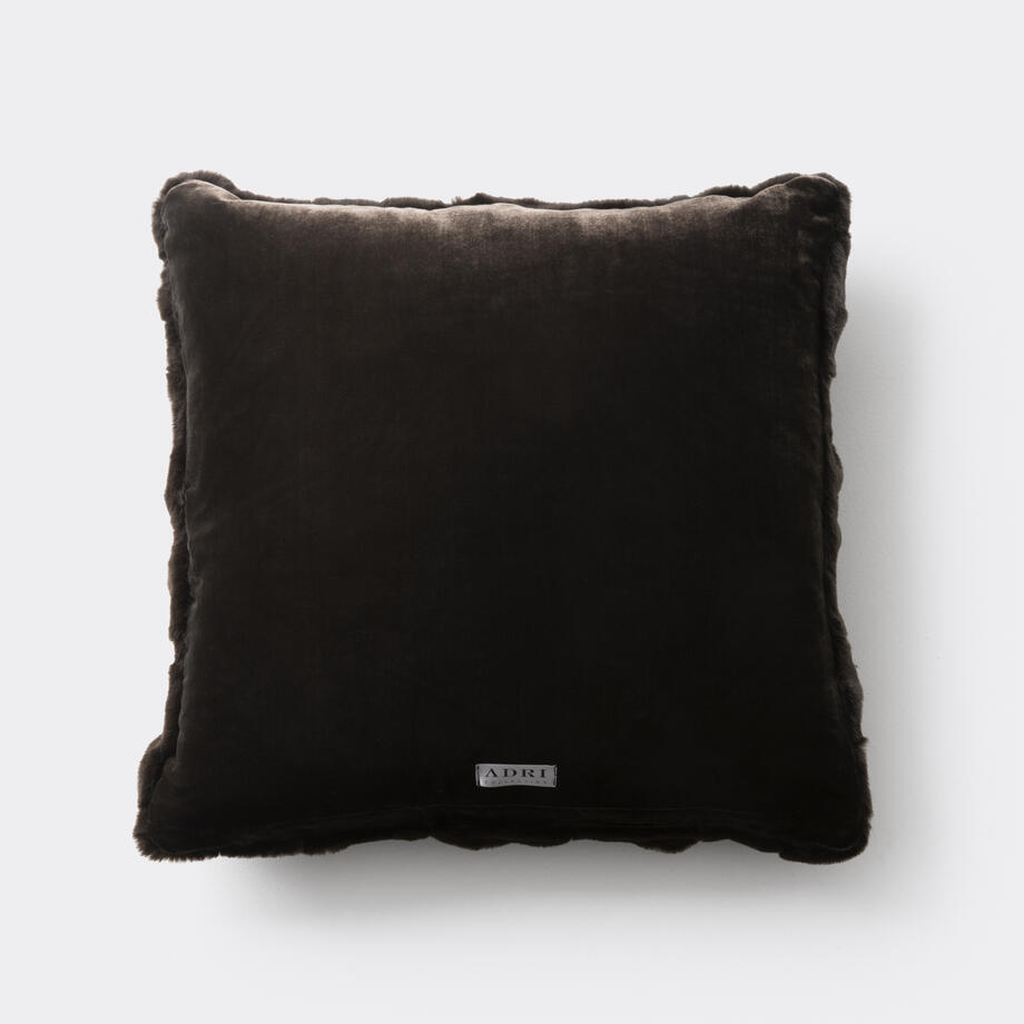 Faux Pleated Pillow, 22x22, Black Sheared Mink