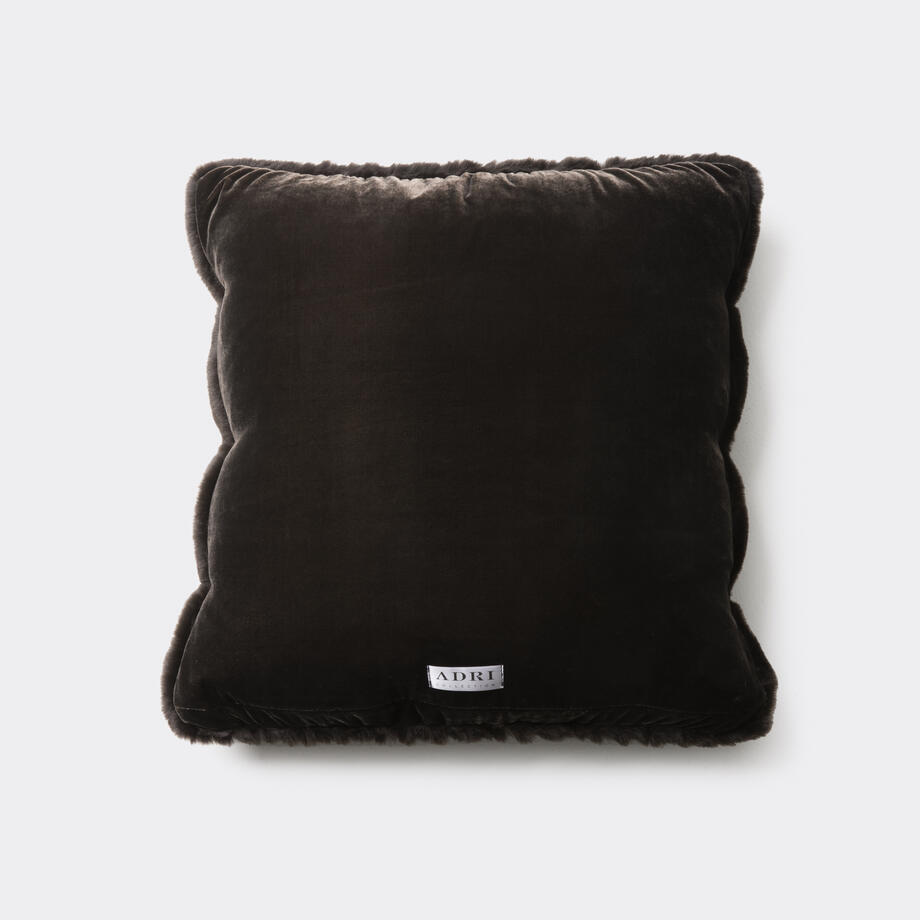 Faux Ruched Pillow, 20x20, Black Sheared Mink