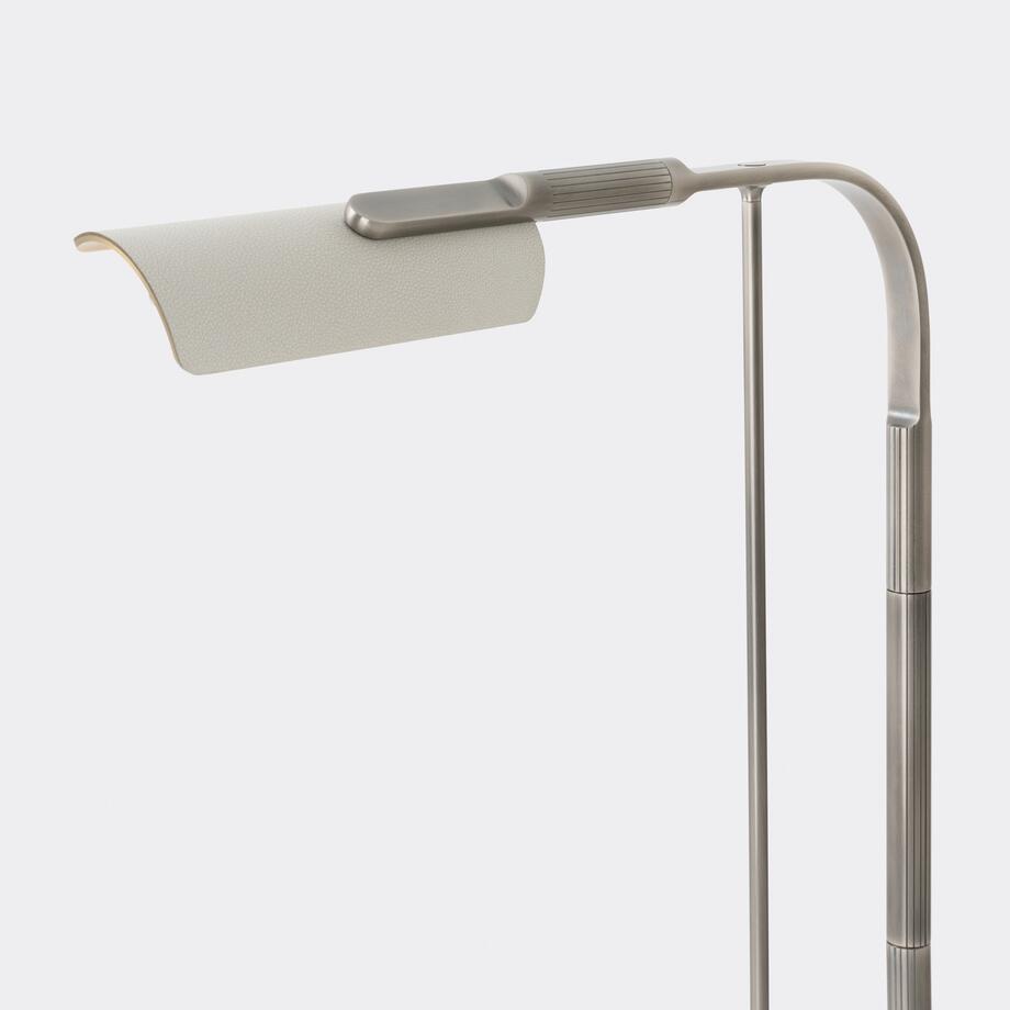 Bowyer Reading Lamp, Lightly Aged Nickel, South Cape Leather Shade
