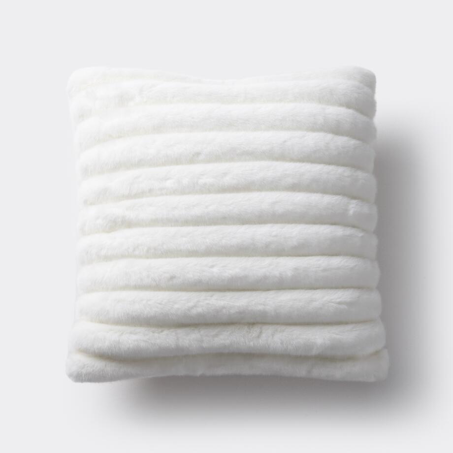 Faux Channeled Pillow, 21x21, White Winter Mink