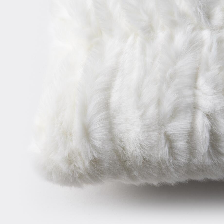 Faux Ruched Pillow, 20x20, White Winter Mink