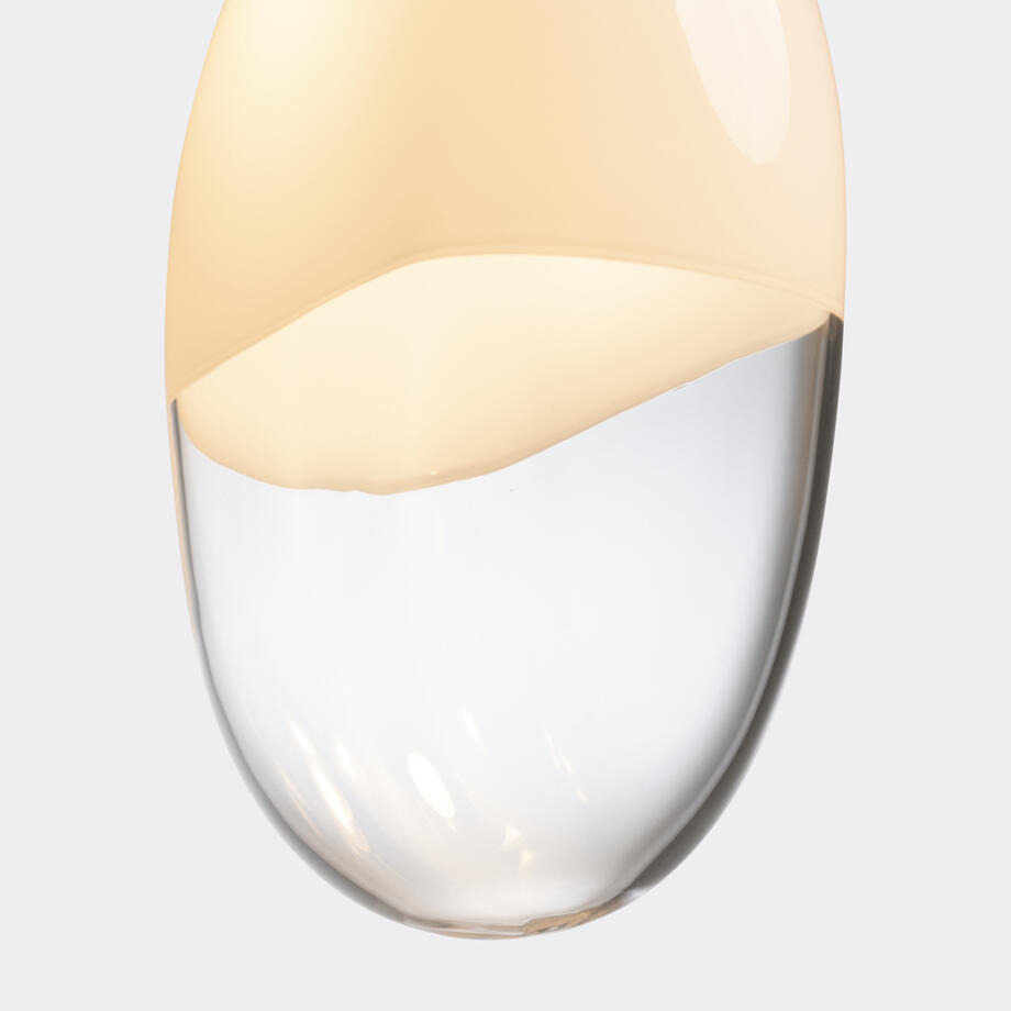 Pilule Pendant, Clear Glass, Blanc Lacquer