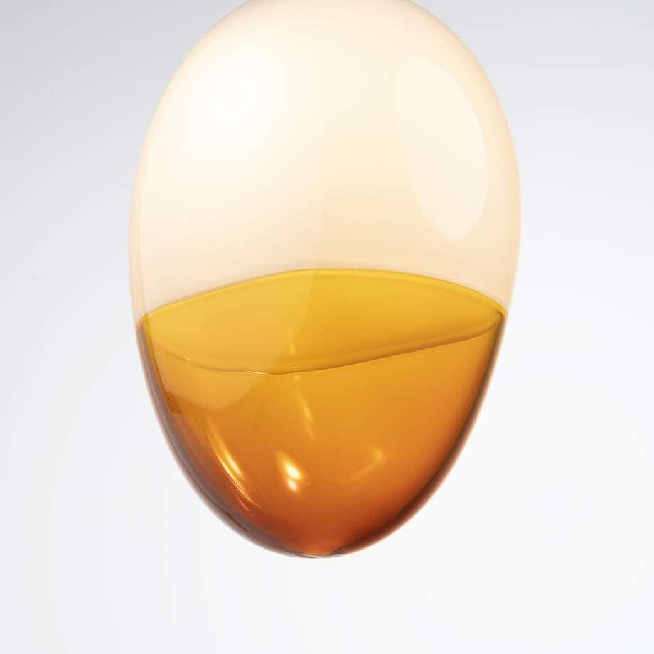 Petite Pilule Pendant, Blanc Lacquer, Opal White Brilliant Gold Glass