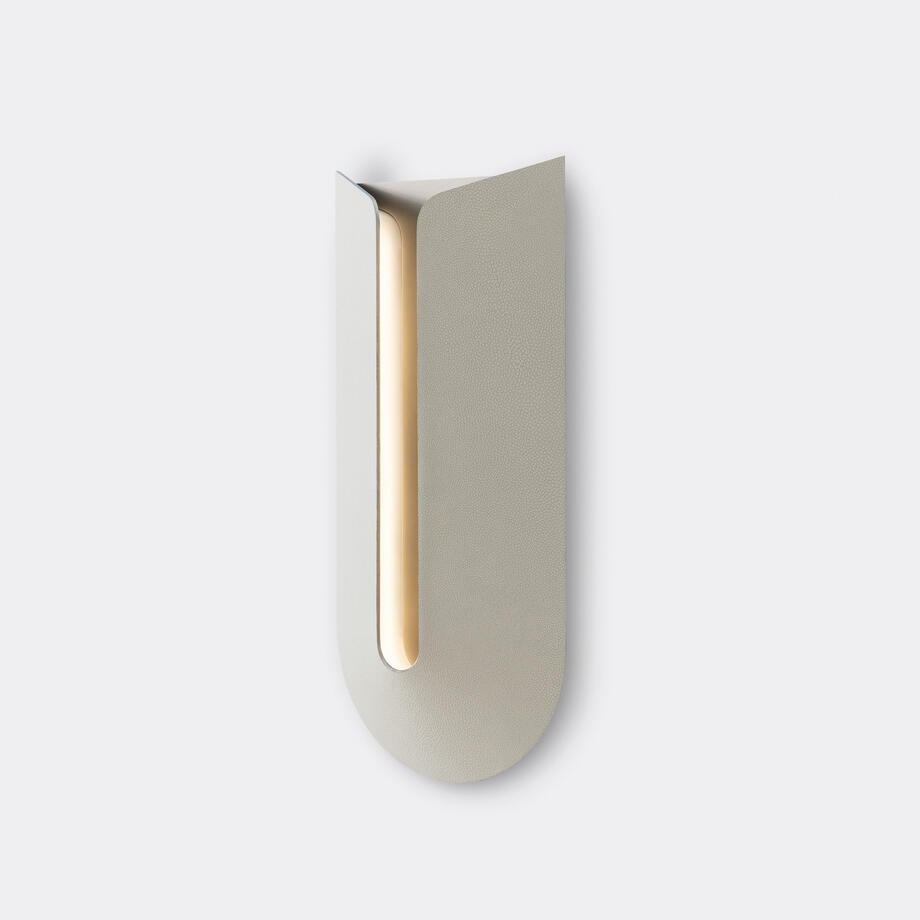 Cove Sconce, South Cape Stingray Leather and Silver Smoke Int.