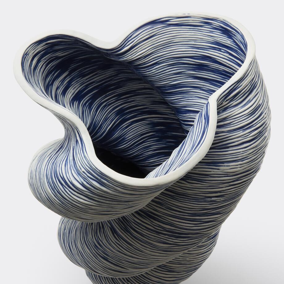 Coiled Vase, Blue Glazed Porcelain