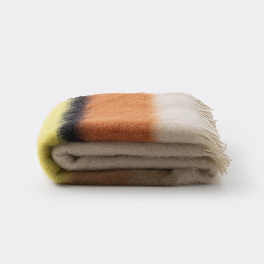 Mohair And Wool Striped Throw, Autumn