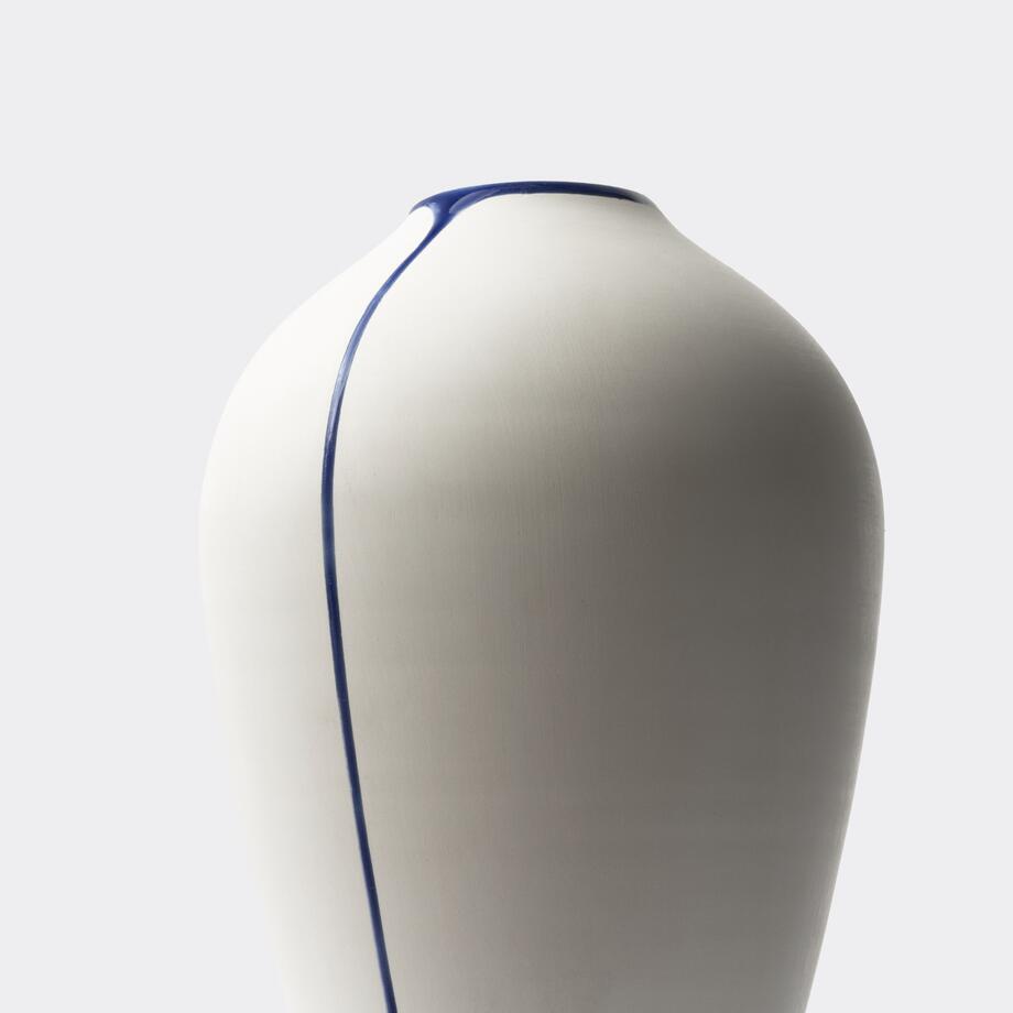 Stripe Vase, 9.5 in, Cobalt