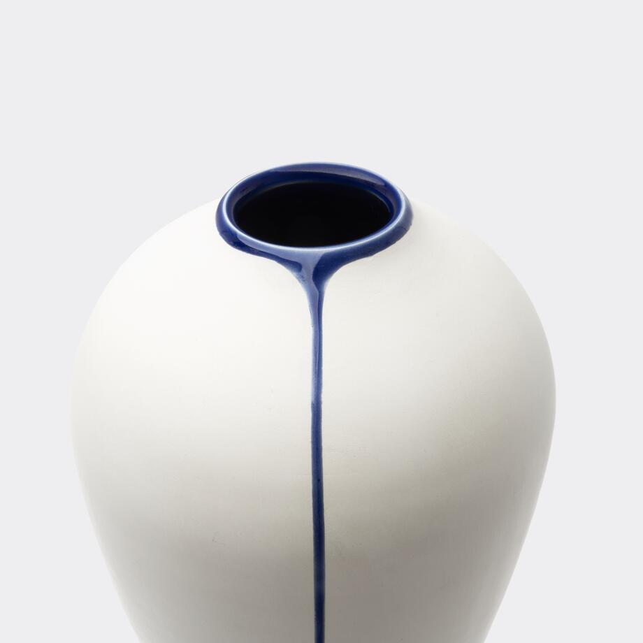 Stripe Vase, 9.5 in, Cobalt