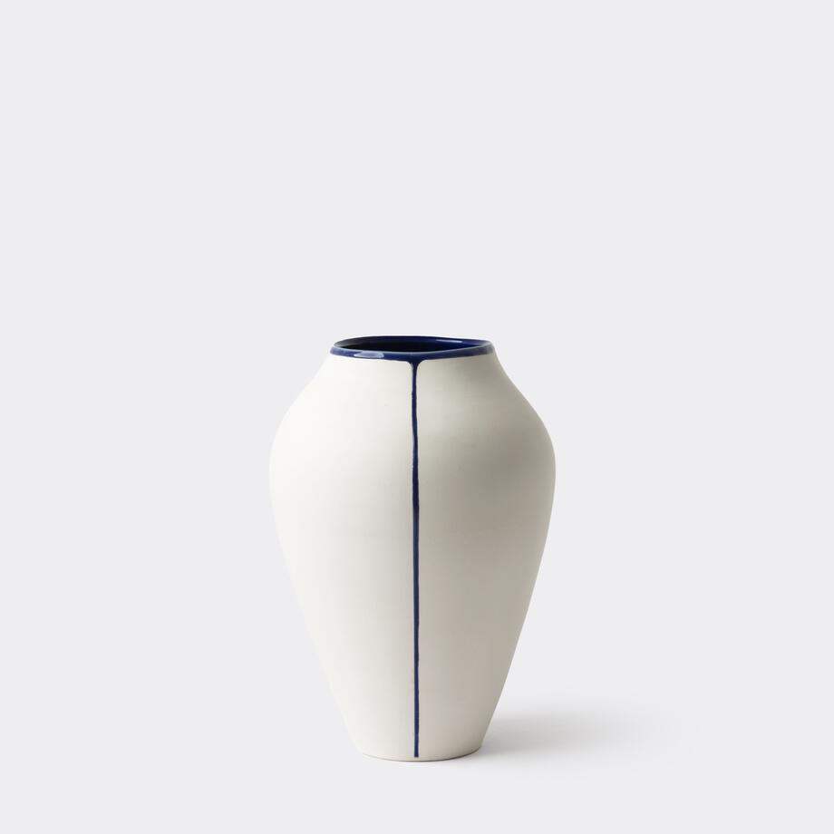 Stripe Vase, 11 in, Cobalt