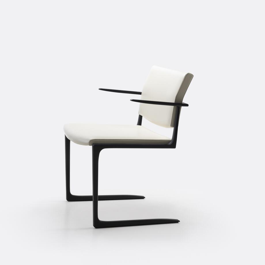 Shadow Dining Arm Chair, Cuba: White Rum, Shadow Black Anodized Aluminum