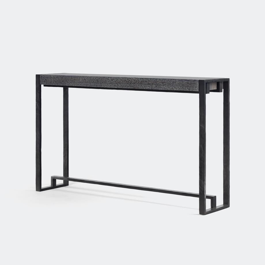 Hastings Console Hand Forged Iron Base, Oak RD3 Top