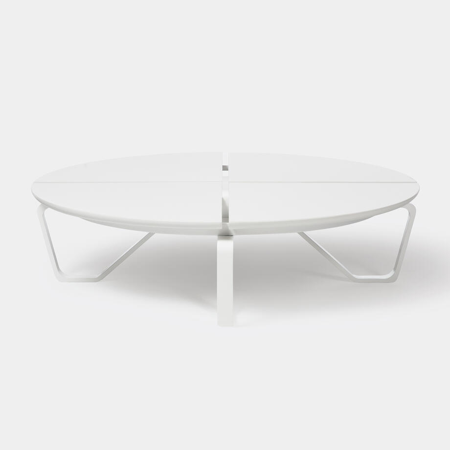 Meduse Round Cocktail Table, Arctic Stone Top, Pearl Frame