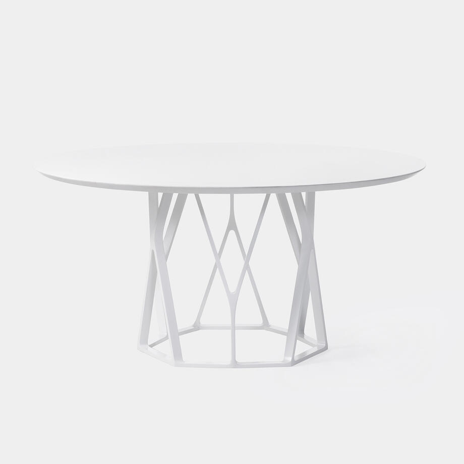 Reef Dining Table, Sz 1, Pure White Stone Top, Pearl Frame